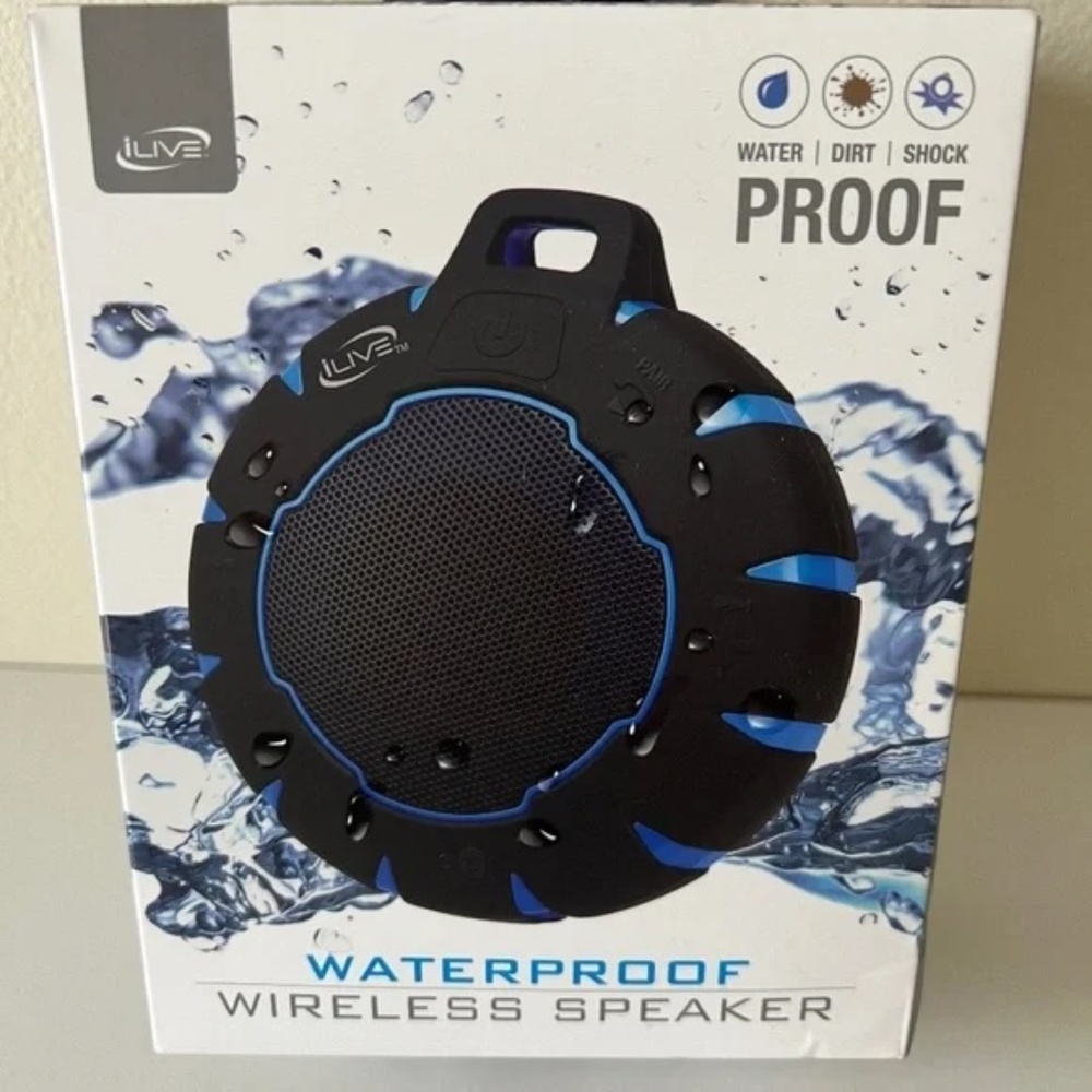 iLive Shock & Waterproof Bluetooth Wireless Speaker Blue and Black ISBW157BU New